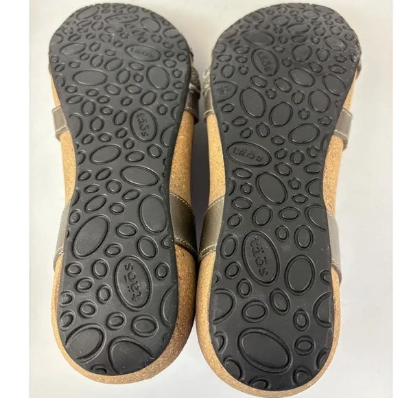 Taos Trulie Sandals Womens 10-10.5 EU 41 Dark Grey Leather Arch Support Cork - Picture 6 of 8